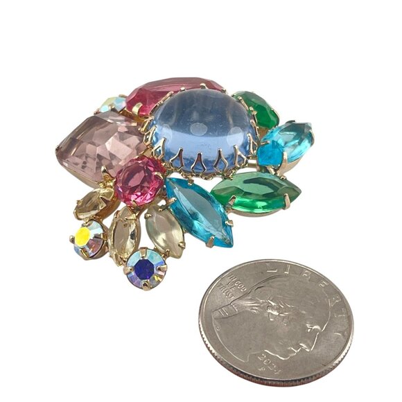 Julianna Fruit Salad Rhinestone Brooch With Gold Tone Setting - Picture 6 of 7